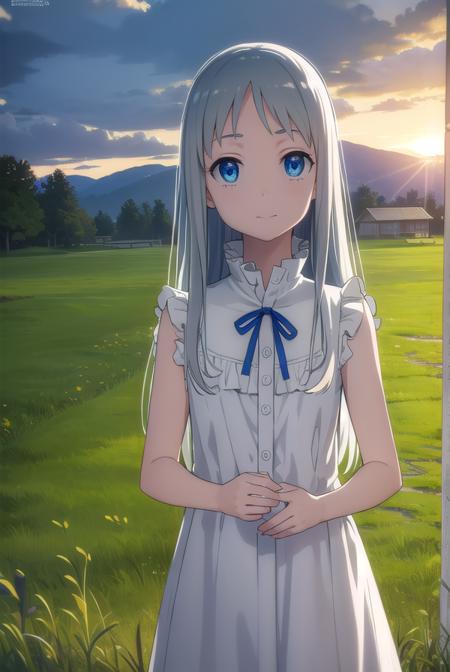 meikohonma, <lora:meiko honma s1-lora-nochekaiser:1>,
meiko honma, long hair, blue eyes, grey hair, smile,
BREAK dress, sleeveless, sleeveless dress,
BREAK outdoors, house, fields, grass, sky, sun, clouds,
BREAK looking at viewer, (cowboy shot:1.5),
BREAK <lyco:GoodHands-beta2:1>, (masterpiece:1.2), best quality, high resolution, unity 8k wallpaper, (illustration:0.8), (beautiful detailed eyes:1.6), extremely detailed face, perfect lighting, extremely detailed CG, (perfect hands, perfect anatomy),