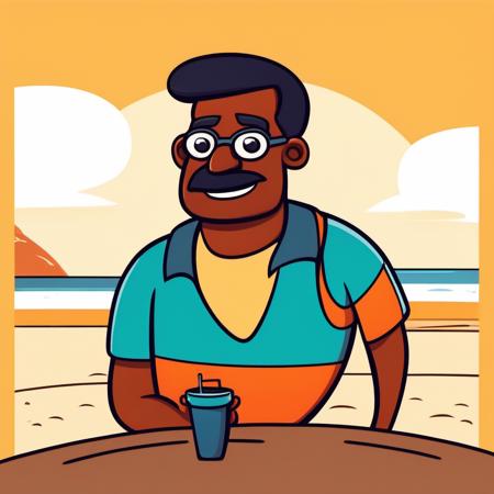 portrait of a man in beach <lora:pixar_style:3>