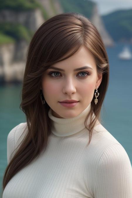Terragen, shot from above,beauty woman 30 yo, in tight turtleneck dress,random color,random haircut, random hair color, High resolution, Excellent clarity, Balanced composition, plump woman, see at camera,earrings, highlighting, beautiful massive landscape, epic scenery,, 'nautical-themed  sea, ocean, ships, maritime, beach, marine life, highly detailed', 'cinematic still  emotional, harmonious, vignette, highly detailed, high budget, bokeh, cinemascope, moody, epic, gorgeous, film grain, grainy', 'advertising poster style  Professional, modern, product-focused, commercial, eye-catching, highly detailed', extremely detailed,Selfie!!!!!, fun, oriental,bow and arrow, Hair coloring, photorealistic, bokeh, contest winner, HDR, trending on artstation,charism, Steampunk, Cinematic close-up group portrait, intricate details,Beautiful and realistic face'barely smile,