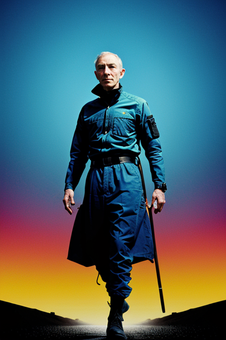 JRobertOppenheimer, by Marc Samson, (blue, techwear fashion:1.4), (intricate details, masterpiece, best quality:1.4), in the style of Nicola Samori, DMT Art Style, bright colors, surreal visuals, swirling patterns, dark swirling background, DMT art style, perfect face, looking at viewer