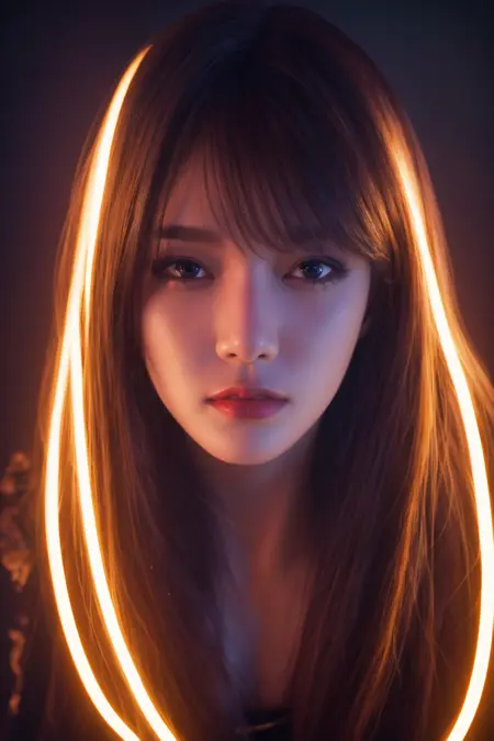 赛博朋克风-甜美女生-光影效果