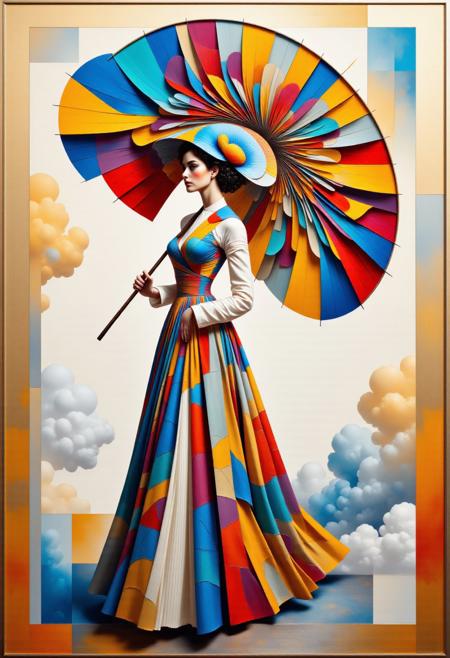 rococo lady with an umbrella made out of a huge elderflower