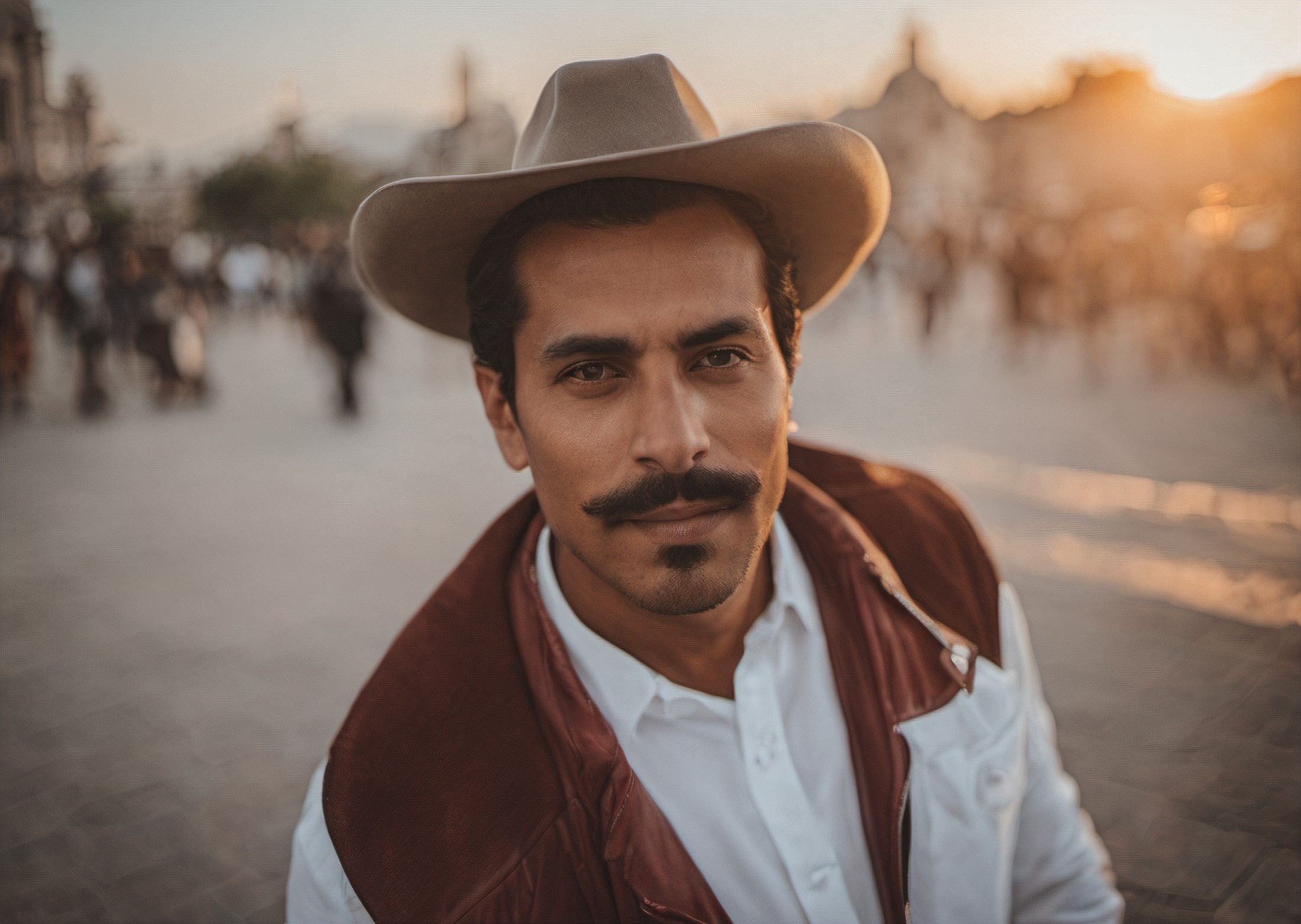 ~*~Cinematic~*~ portrait Cepillin man in Mexico City, Festival Holiday. Dawn, sunset, professional photography.
