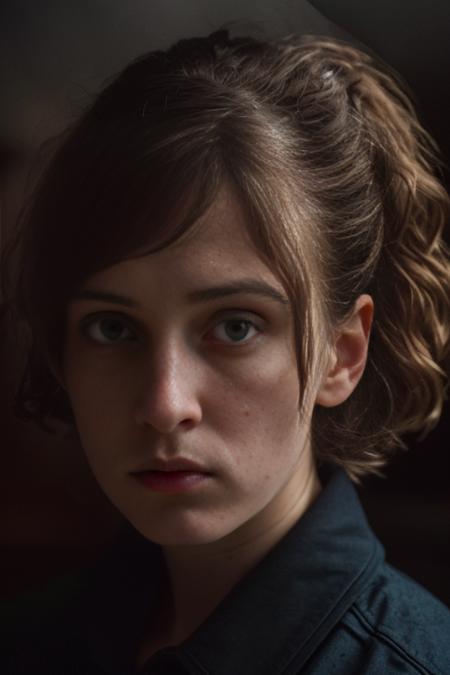 [editorial:street:20] photo of 25 y.o. Emma, (highly detailed face:1.3), (private club, wood furniture), (dark and moody light:1.4), disappointed <lora:epiNoiseoffset_v2:1>