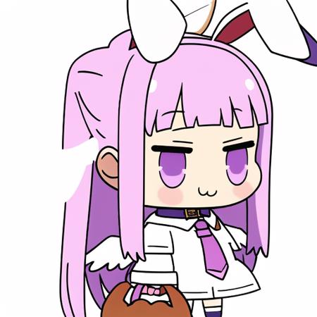 PadoruMeme, school uniform, (angel wings), rabbit ears, rabbit ears, collar, white wings, necktie, tie, pink and purple, PadoruMeme