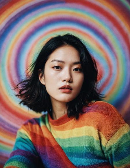 lewd, slutty, photograph, portrait, close up of a Seo-jin, Lomography, cozy and elegant, rainbow swirl, Unsplash, [designed by Martin Stranka| Chris Friel], RAW photo, artistic, highly contrasted, excellent composition, intricate artistic color, extremely stylish, sublime, colorful, full color