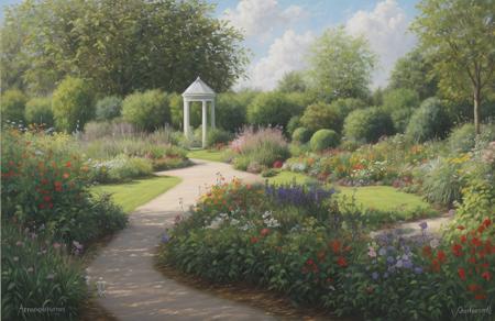 oil painting \(medium\), garden ,parcel ,arboretum ,