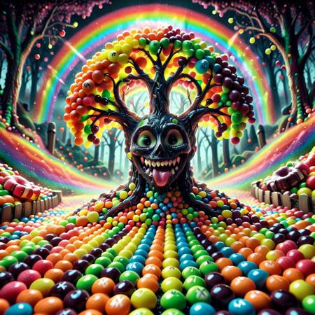 The Mawfield Orchard a grove of twisted fruit trees whose trunks are ringed with gaping mouths. The fruit is sweet and glows softly, but the mouths whisper apologies from voices you recognize, though no one else is there. live action 80's dark fantasy vhs still, , Grindhouse Gothic Pop-Noir aesthetic, no text
,Skittles, Taste the Rainbow, items made of skittles, skittles theme, narrating excitedly, bright palette, expressive faces, score_9, score_8_up, score_8_up, masterpiece,super detailed face, super high resolution, FaceDetail, masterpiece-level, highly detailed, intricate details, detailed background, complex background, cinematic, intricately detailed illustration, depth of field, masterpiece, best quality, amazing quality, very aesthetic, absurdres, newest, very awa, shadow, dynamic angle,