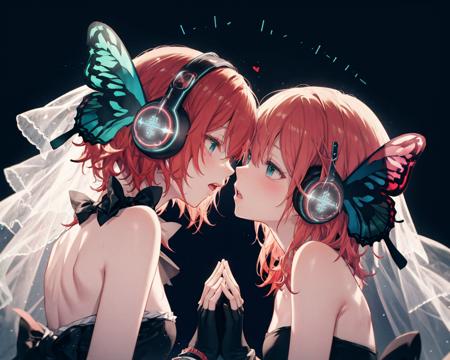 magnetvocaloid butterfly wings headphones yuri fingerless gloves holding hands
