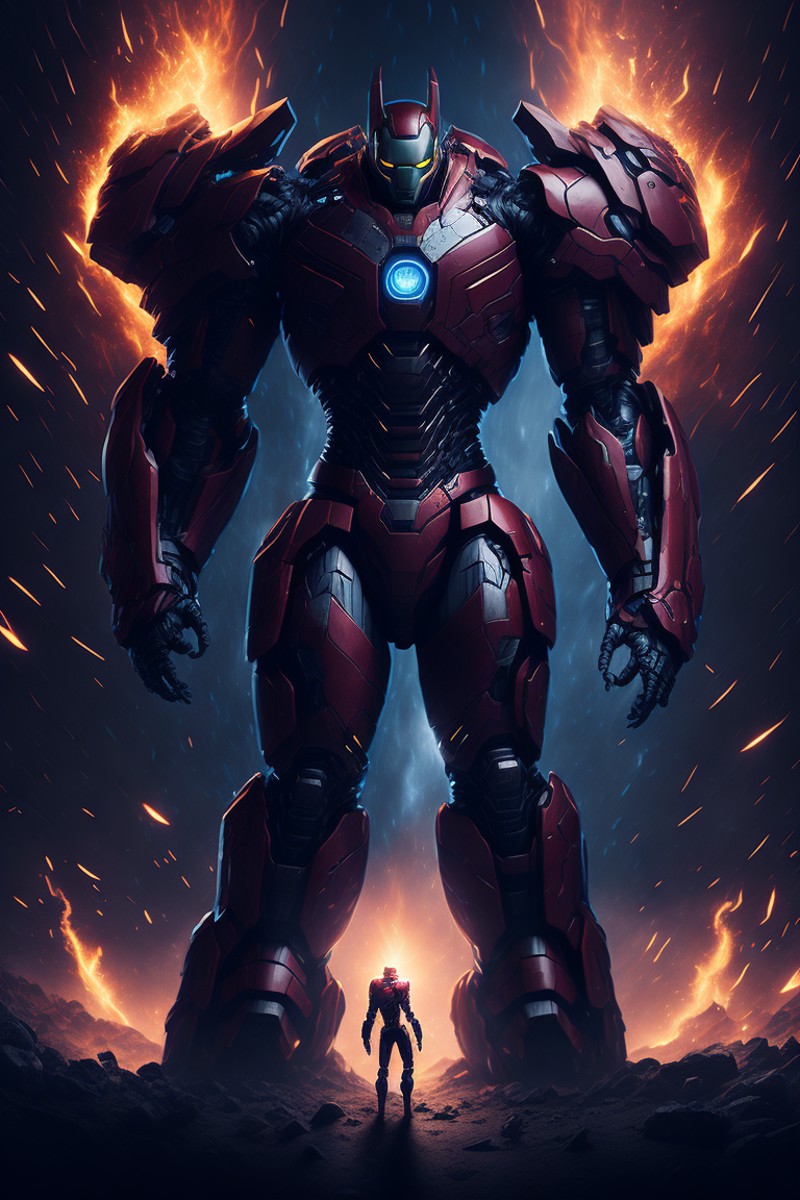 movie poster fisheye lens award winning photo full body portrait of dancing ironman optimus prime pacific rim  transformer...