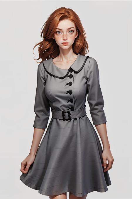 v1ntag3gr3y, grey dress with half sleeves,