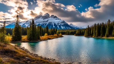 best quality,masterpiece,highers,4k,8k,realistic,
banff,blue sky,bush,cloud,cloudy sky,day,field,forest,grass,horizon,lake,landscape,mountain,mountainous horizon,nature,outdoors,path,river,road,scenery,sky,sunlight,tree,water,banff