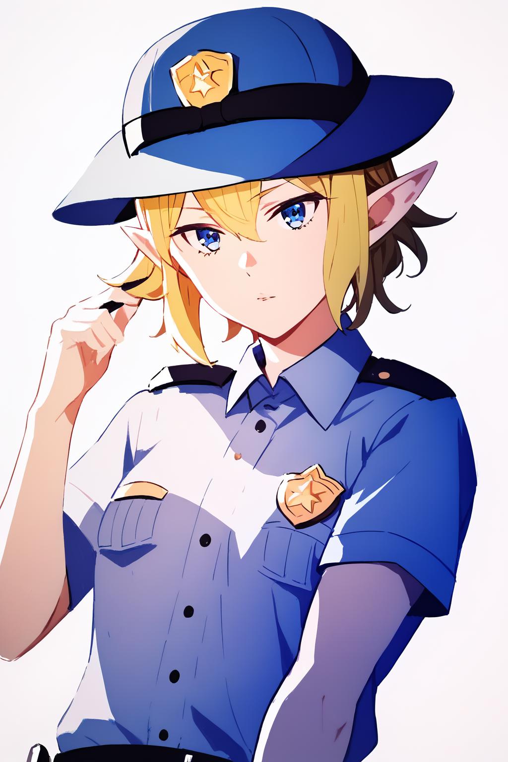 1girl, JapanesePolicewoman, police, police uniform<lora:ÐÐ´ÐµÐ¶Ð´Ð° ÑÐ¿Ð¾Ð½ÑÐºÐ°Ñ Ð¿Ð¾Ð»Ð¸ÑÐ¸Ñ(JapanesePolicewoman, police, police uniform):0.8>  <lora:RyuuSDXL:1> 1girl,solo, short hair, blonde hair, blue eyes, pointy ears, hair between eyes,small breasts, Score_9, Score_8_up, Score_7_up, Score_6_up, Score_5_up, Score_4_up, BREAK,1girl in full growth, best quality, masterpiece, ultra-detailed, high quality,good quality,1 girl,(master piece,high resolution, ultra detailed,8K,16K),look at viewer