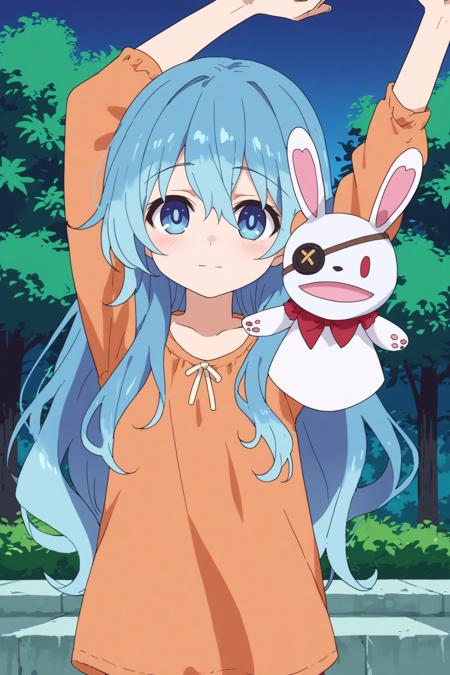 1girl,solo,yoshino,long hair,hood,animal hood,hat,animal ears,stuffed toy,puppet,hand puppet,coat 1girl,solo,yoshino,long hair,looking at viewer,stuffed toy,puppet,hand puppet,shirt