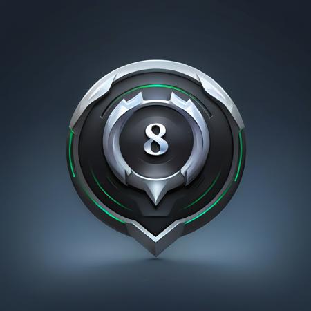 masterpiece, rank game icon,8k, <lora:rankgameicon_Hap_XL:1.6>, A futuristic UI button for Masters rank badgeï¼