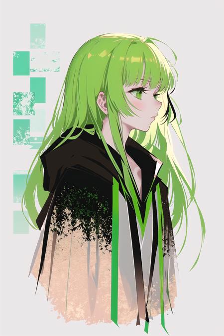 enkidu \(fate\), long hair, green hair, green eyes, solo focus, robe, 1other, upper body, androgynous, from side, bangs, closed mouth, multiple others, white robe, profile 
/////////// <lora:rsef-000225:1>