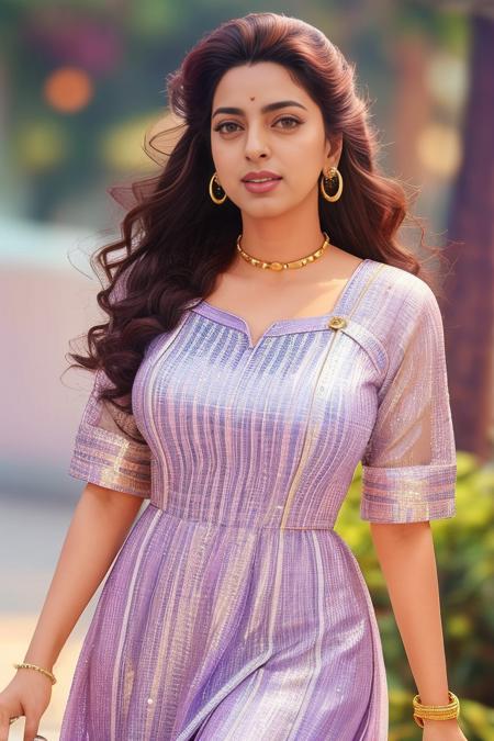 hires  photo of juhi woman, studio quality, looking straight at viewer, detailed high collar dress, background bokeh <lora:Juhi_Chawla_SD15_LoRA:1>