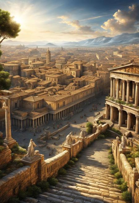 (masterpiece),
a landscape of the roman empire,
godly light,
ultra realistic, HDR, intricate details,