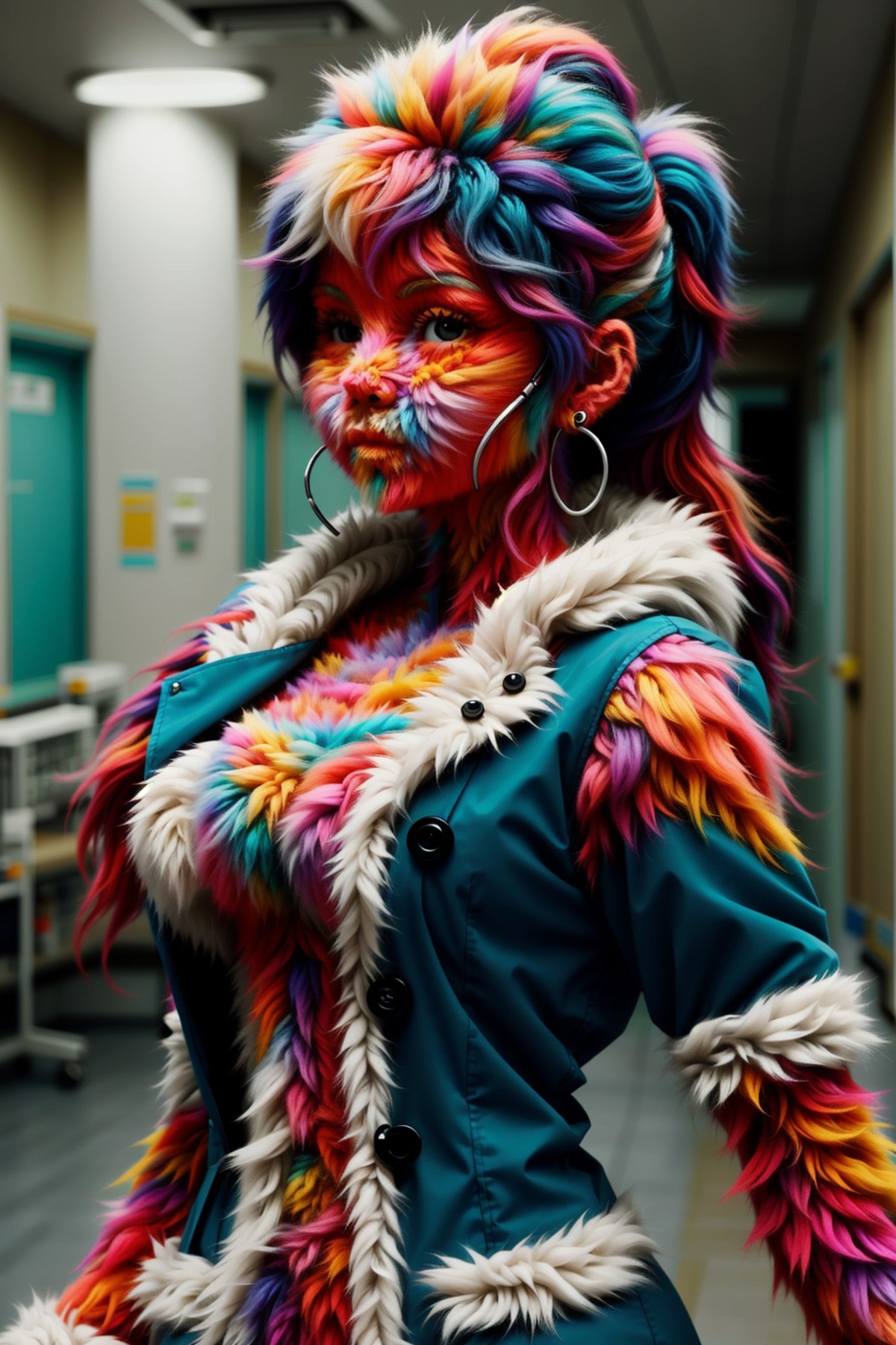 martius_fuzz woman, nurse in a hospital, colorful, medium shot, from the front <lora:martius_fuzz:1.1>