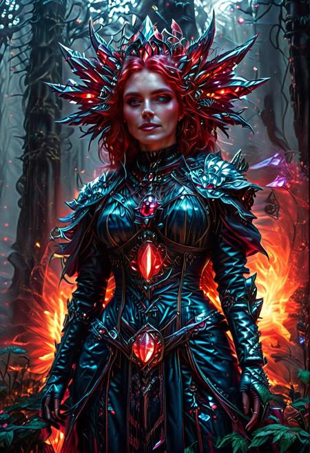(rp_slgd:1.78), (rp_slgd cathedral:2), indoors, standing, 1woman, solo, long hair, black choker, eyeliner, gorgeous lips, covered breasts, cinematic, best quality, ultra-detailed, very aesthetic, (natural eyes:1.4), freckles, aloof, (masterpiece:1.1), small waist, fitness body, wide hips, 32 years old, golden blond hair, censored, (big stained glass windows:1.4), (rp_slgd Victorian dress:2), (red ruby clothes:1.6), high end closure, Evil Queen, cinemascope, moody, epic, gorgeous, film grain, natural hands, red elbow gloves, knee boots, dramatic, ritual magic, freyja, auburn hair, braided hair, magic, forest, Viking queen, mythic beauty, feathered cloak, fur, armor, robe, braid, rune jewelry, photorealistic, cinematic, flowers, jewelry, photorealism, cinematic lighting, high fantasy, mythic portraiture, soft background, northern folklore aesthetic, (fully dressed:2), (RAW photo), 4K, best quality, realistic, photorealistic, masterpiece, extremely detailed, an extremely delicate and beautiful, dynamic, realistic anatomy, candle lighting, perfect shading, professional shading, depth of field, great lighting, goth wedge boots, elegant, gorgeous, highly detailed, detailed fluorescent hair with dark roots, 35mm, f1.4, dark lipstick, full shot photo, perfect face, perfect anatomy, cute, beautiful, perfect beauty, amazing beauty, absolutely perfect, perfect skin, gentle, highly detailed, breathtaking, clear skin, (rp_slgd sword), (rp_slgd clothes:2.6).