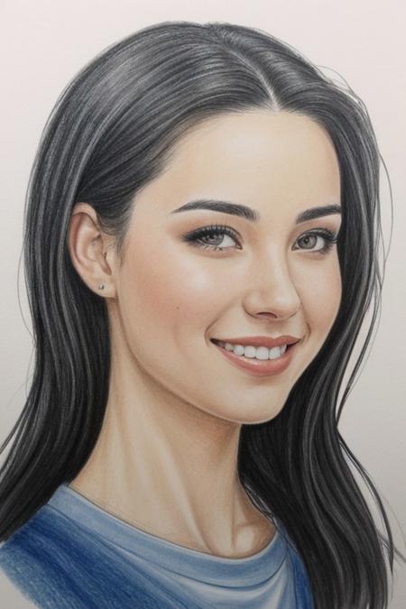 Realistic smiling sexy girl from UK drawing