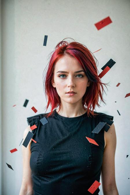 commercial photo on Sony 80mm f1.2, abstract portrait of 1girl, coloured hair, fragmented visual style,red and black color palette,evokes feelings of rebellion,passion,and freedom,blurred boundaries,high resolution,aesthetic, malevich style, suprematizm, unperfect skin, detailed skin with visible pores, bokeh, sharp focus on subject, film grain, masterpiece, HDR,Professional RAW photo
<lora:Cinematic Hollywood Film:0.7> <lora:DetailedEyes_V3:1> <lora:InstantPhotoX3:1>