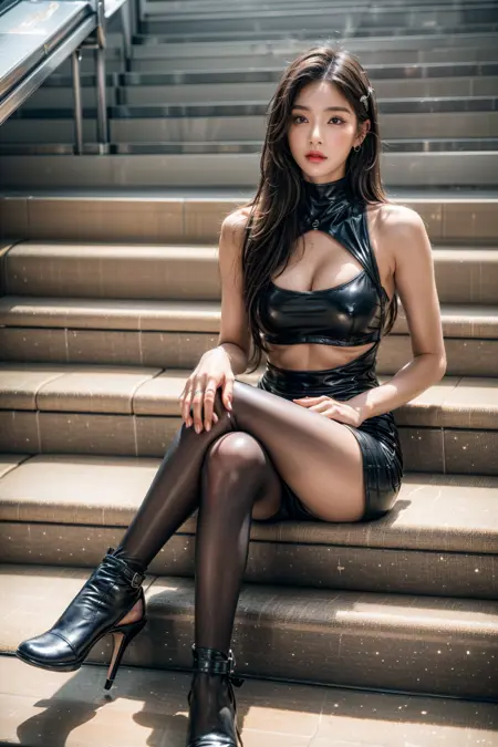 Black hollow sleeveless dress