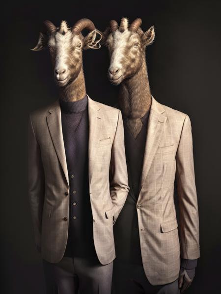 <lora:AnimalClothes:1>a goat wearing a suit