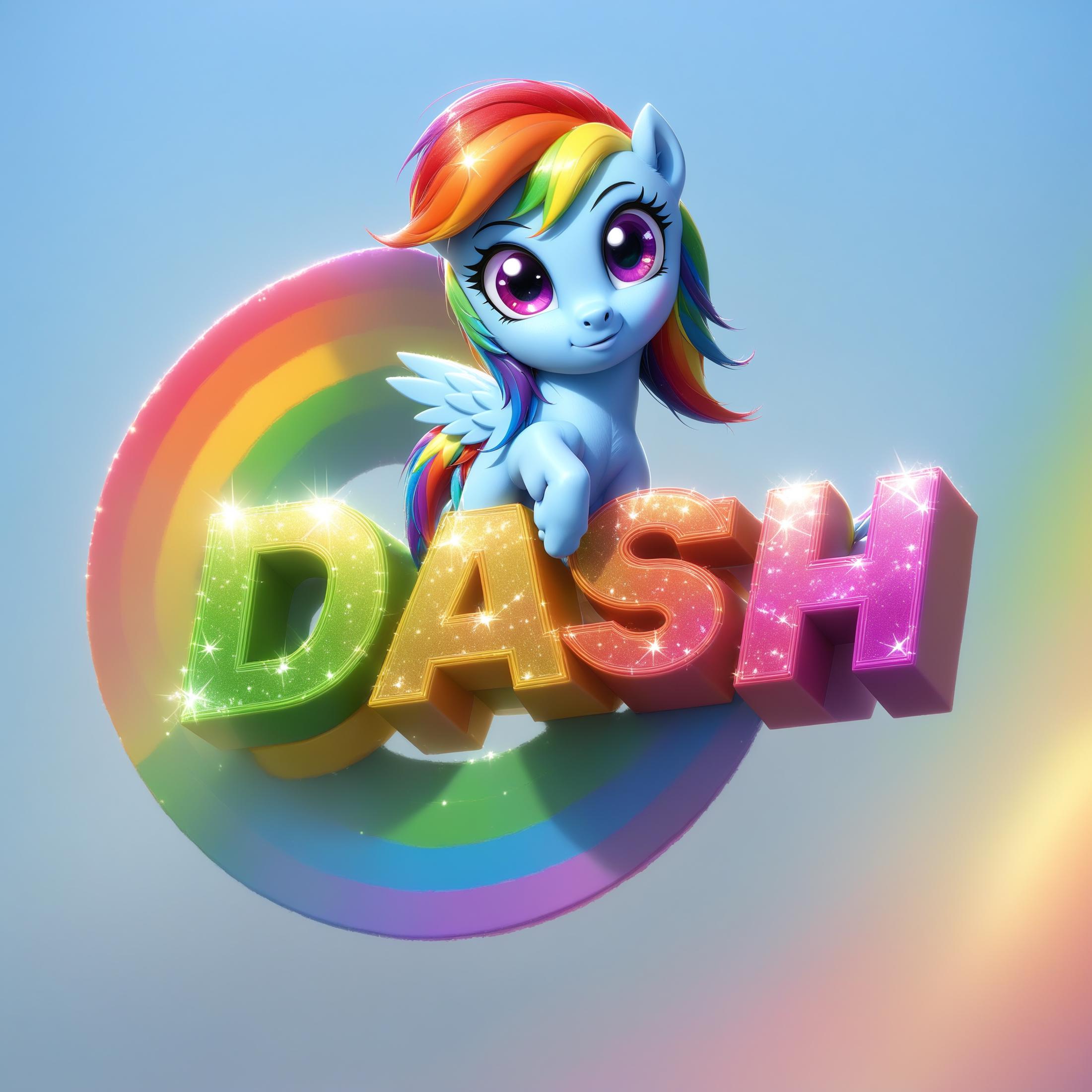 Colorful Rainbow Dash Logo on a White Background