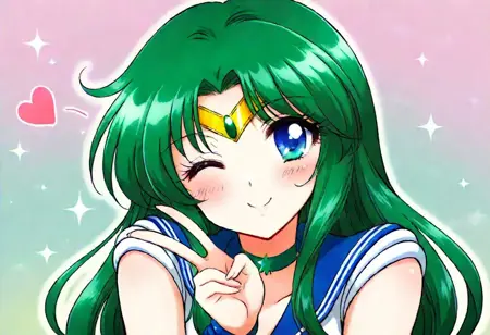 Sailor Neptune in black dog art style