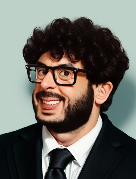 Tony khan beard glasses suit