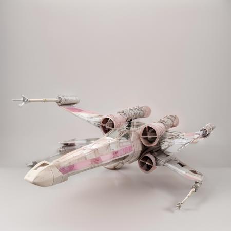 very high quality ,  <lora:Xwing:0.8> , Xwing , ((pink)) , white , smoothed texture, smoothed image , black background , ((equal sized wing))
