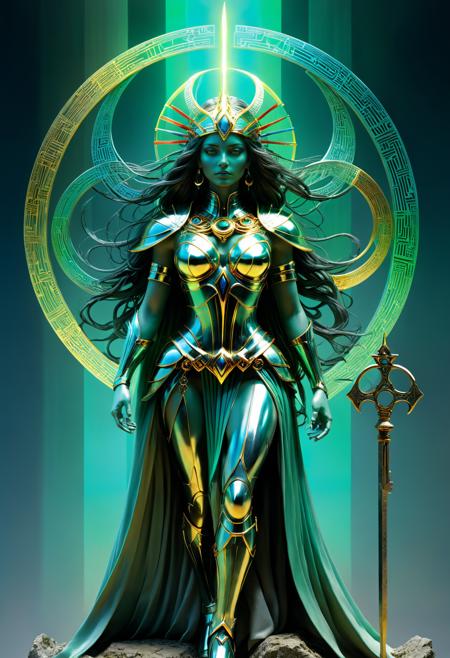 A triple-formed goddess, she guards the crossroads with a key to realms unseen, her presence shrouded in the mystical energy of magic and transformation, (by Carlos Cruz-Diez:1.4), intricate details <lora:xl_more_art-full_v1:0.5> <lora:add-detail-xl:1> <lora:RMSDXL_Creative:2>