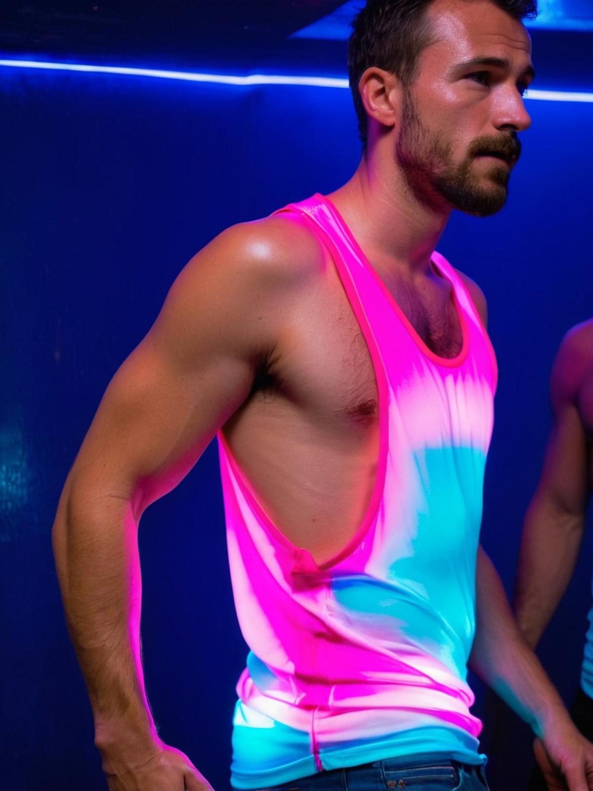 Stringer Gym Tank Top / Dropped Side Holes / Large Armholes – SDXL image by diogod