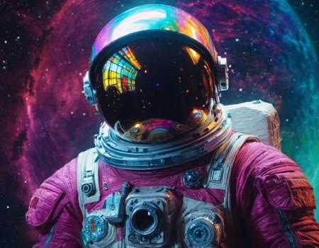 cinematic still Dynamic view of a holographic magical astronaut, painting looks to be life like, magical multicolored ink, high quality, imagination, 8k, fantasy art, vivid magical colors . emotional, harmonious, vignette, 4k epic detailed, shot on kodak, 35mm photo, sharp focus, high budget, cinemascope, moody, epic, gorgeous, film grain, grainy, Dynamic view of a holographic magical astronaut, painting looks to be life like, magical multicolored ink, high quality, imagination, 8k, fantasy art, vivid magical colors, intricate, elegant, highly detailed, magic, sharp focus, colorful, dynamic composition, epic light, cinematic, extremely aesthetic, very inspirational, color, rich deep original, beautiful, creative