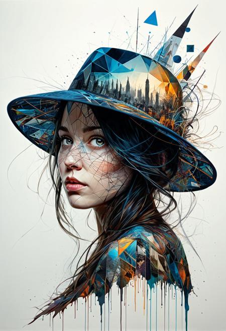 mysterious silhouette woman with hat, by Minjae Lee, Carne Griffiths, Emily Kell, Steve McCurry, Geoffroy Thoorens, Aaron Horkey, Jordan Grimmer, Greg Rutkowski, amazing depth, double exposure, surreal, geometric patterns, intricately detailed, bokeh,  perfect balanced, deep fine borders, artistic photorealism , smooth,  great masterwork by head of prompt engineering