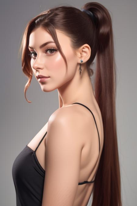 long hair woman with ponytail