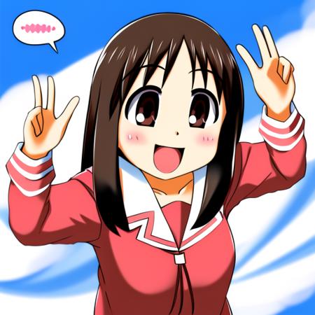 <lora:AyumuLoRAV2:1>, 1girl, solo, ayumu kasuga, brown hair, brown eyes, looking at viewer, smile, open mouth, school uniform, serafuku, white sailor collar, white background