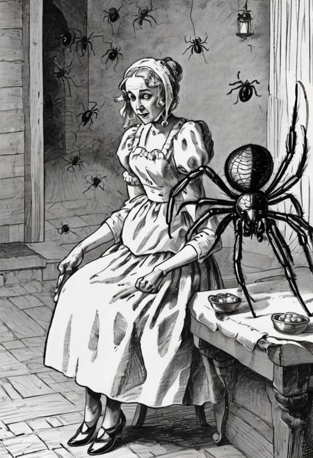 Little Miss Muffet
Sat on a tuffet,
Eating her curds and whey,
Along came a spider,
that sat right beside her,
and scared Miss Muffet away.