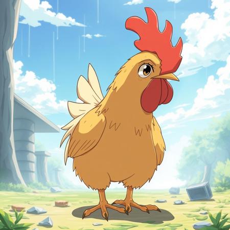 A chicken but it's anime