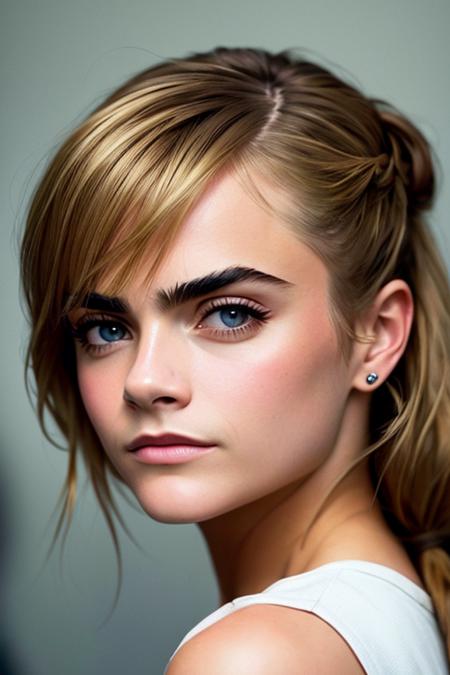 a photo of (cara_delevingne_TI-588-800:0.92),  long hair,modelshoot style, (extremely detailed CG unity 8k wallpaper), photo of the most beautiful artwork in the world, professional majestic oil painting by Ed Blinkey, Atey Ghailan, Studio Ghibli, by Jeremy Mann, Greg Manchess, Antonio Moro, trending on ArtStation, trending on CGSociety, Intricate, High Detail, Sharp focus, dramatic, photorealistic painting art by midjourney and greg rutkowski,