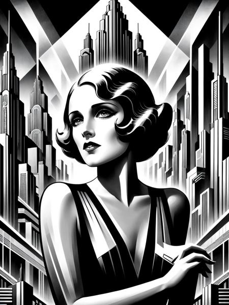 mad-ropolis-poster black and white expressionist art deco