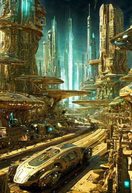 (An imaginary picture of the reappearance of future civilization:1.6),great lighting, OverallDetail, junkworld, BadDream, FastNegativeV2, elven architecture,  2077_Style,
(future civilization, future street, future buildings, future vehicle:1.6),
(circuit board:1.5)
(lots modern design housing on the spacecraft, masterpiece:1.5), future_urban, future_skyline,
(large file, super realistic, 4k, 8K, 16k, FHD, HD, VFX , perfect, photograpy, construction sales photograpy, Interior design, super high resolution, cinematic photography:1.2),   
(extra long shot, wide-angle lens, POV, DOF:1.1), 
(creeping fogs, dust shining in the light:1.4),
(amazing, mystery, Spectacular, Luxurious, elegance, perfect design, harmonious color:1.1),
(nion light, tron, Signboard light box | Advertising screen | TV wall | Neon advertising:1.4),
fashion design, Modern, Modernism, mystery, Spectacular, Luxurious, elegance, perfect design,
(industrial:**|mechanical:**|gritty:**|metallic:*|sci-fi:**|future:**|Organicism:**_style),
[Metal|Leather|Flash|Neon|Glass|Screen|carpaint_Detailed Texture: 0.7]
[[urban landscape:**|moon:**|nature landscape:**:|changeable cloud:**]:0.75],
[skyscraper:**|building:**|viaduct:**|future city:**|MRT:**|park:**|neon sign:**_urban landscape::0.85],
(blurred background:1.4),
[(background, more_details:0.3), (more_details:0.6), (more_details:0.8),
(more_details:1.2):0.65],