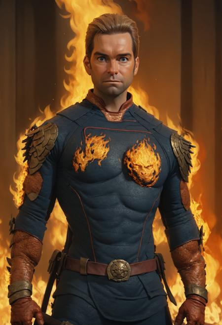 Antony_Starr <lora:Antony_Starr:1>,  body on fire, by justin gerard and greg rutkowski, digital art, realistic painting, dnd, character design, trending on artstation