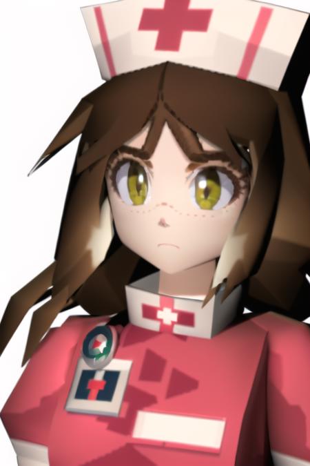 <lora:N64 Lowpoly:1> (n64-lowpoly style,:1.2)   1 girl,eyeliner,kawaii, nurse, nurse hat, long hair, brown hair, makeup, low poly