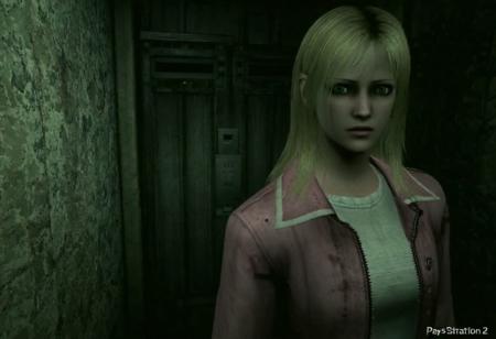 white skin girl, thin, oval face, green eyes, almond eyes, straight nose, blonde hair, long hair, straight hair,   horror pink style, 3d model, horror protagonist,female, PS2, PlayStation japan horror, low quality, silent Hill 2, Resident Evil, octane render,detailed, volumetric, dramatic lighting, eerie, dark, spooky, suspenseful, grim, detailed, distressed, edgy, rock and roll vibe, dark, mysterious, haunting, dramatic, ornate, PlayStation 2 graphics, PlayStation 1