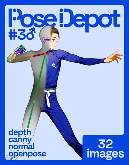 [OpenPose + Depth + Canny + Normal] Pose Depot #3M: Fighting Pose