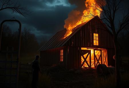 In the small town of Eldermere, Barnies—the town's beloved old barn—catches fire one stormy night. As the flames dance against the dark sky, Sam, a local teenager, rushes to the scene with a group of friends. They believe it’s just a typical barn fire, but as they approach, they notice something odd: the shadows flickering in the flames seem to take human shapes.
Suddenly, the fire takes a sinister turn. Whispers fill the air, coaxing Sam and his friends into the barn’s ruins. Inside, they find relics of a cult that once thrived in Eldermere, rituals echoing through the walls. As they piece together the ancient story, they realize that the fire wasn’t an accident—it was a signal, awakening something dark beneath the barn's foundations.
In a shocking twist, Sam discovers that he is a descendant of the cult’s last leader. As the haunting whispers grow louder, his friends begin to vanish one by one, taken by the ancient entities who want to complete a sacrifice. As the flames rise higher, Sam must confront his lineage or lose not just his friends but his very soul to the fires of Eldermere’s past.