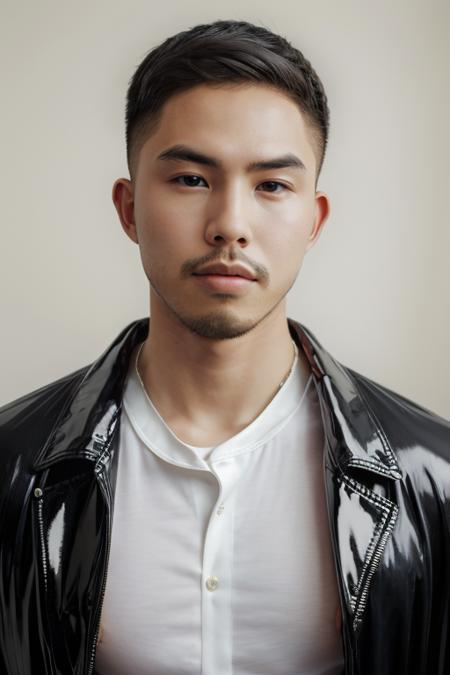 tony labrusca, young, latex, jacket, studio, mature,portrait, man, serious masterpiece, model  <lora:tony:1>