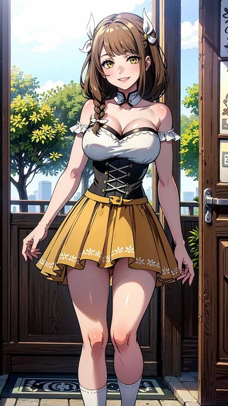 masterpiece, best quality,  apartment[::1] 
BREAK
1girl, solo, standing, facing viewer
BREAK
<lora:EPfeGoldmary-07:0.8>, EPfeGoldmary, yellow eyes, brown hair, smile
BREAK
necktie 
BREAK
denim shorts
BREAK
|rudder footwear